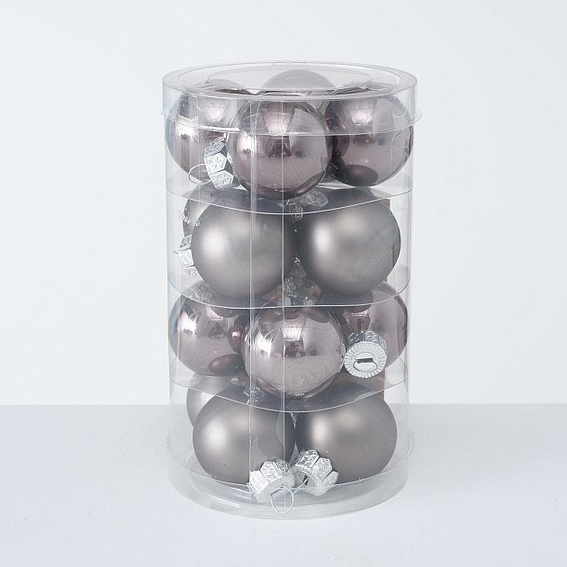 Weihnachtskugeln Ø 4 cm, 16 tlg, grau 