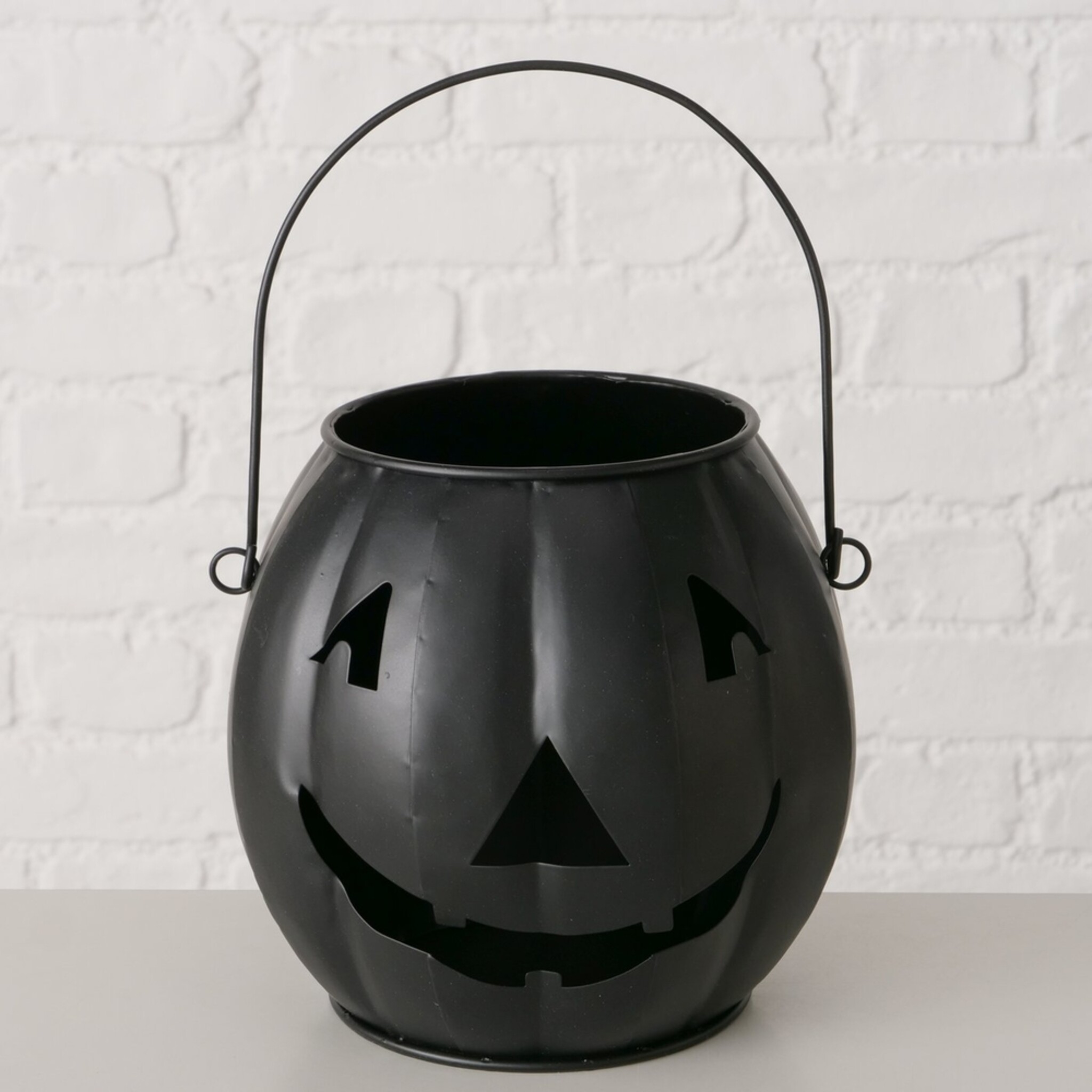 Halloween Windlicht Grimasi Schwarz, schwarz 