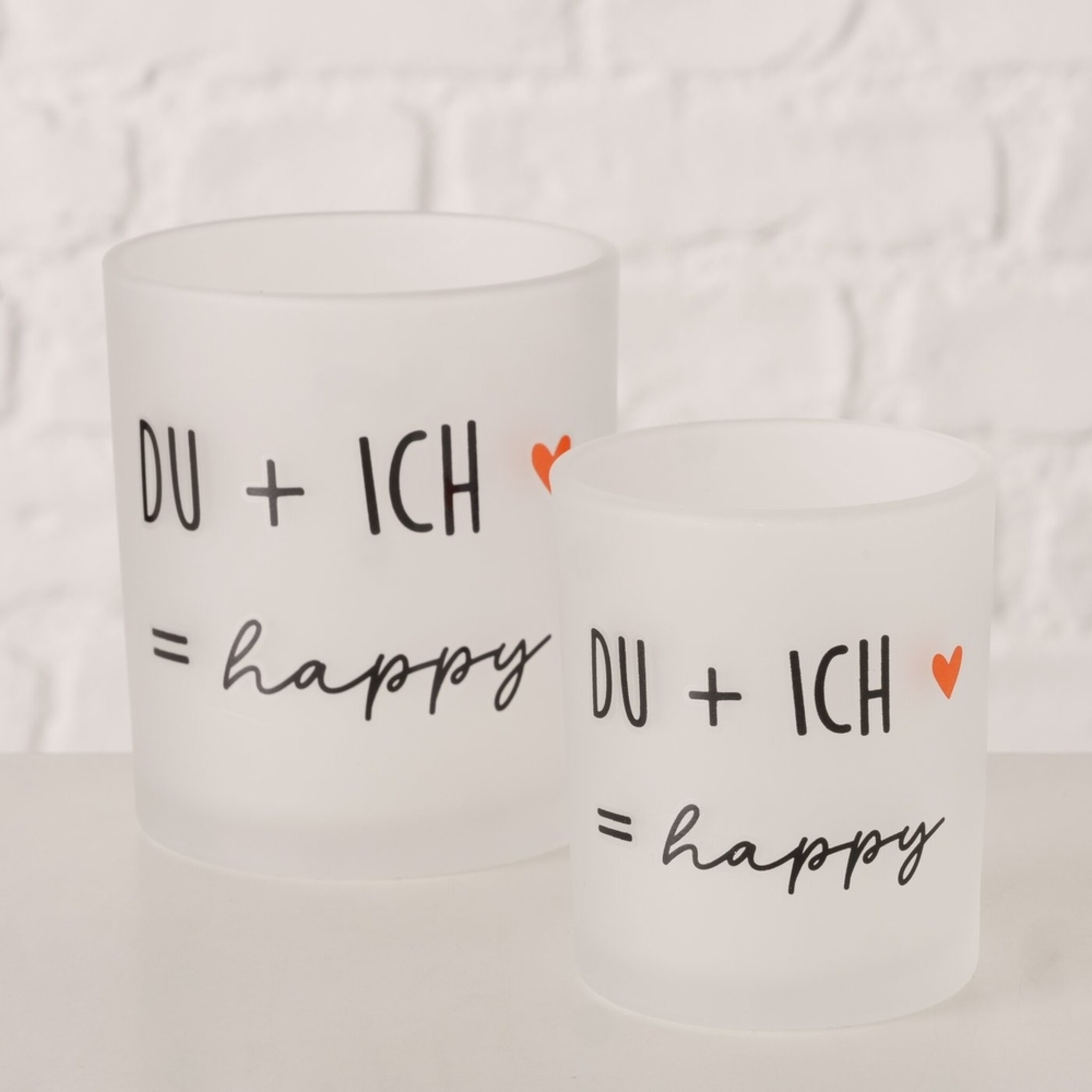 Windlicht Heartful aus Glas schwarz weiß 2er Set, weiss 