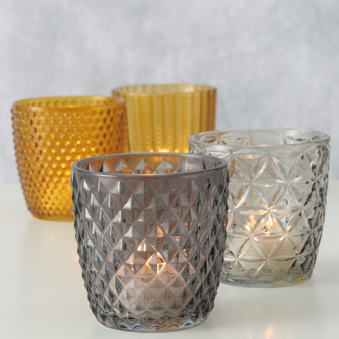 Windlicht Marilu 4er Set, dunkelgelb 