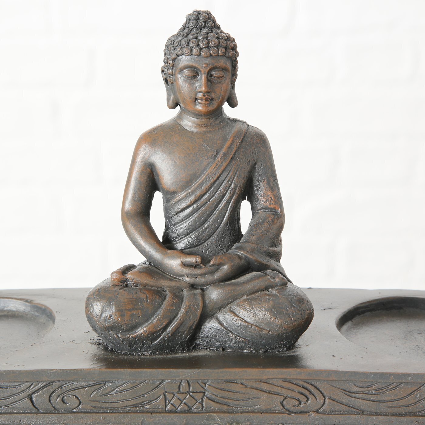 Windlicht Tablett Buddha, braun 