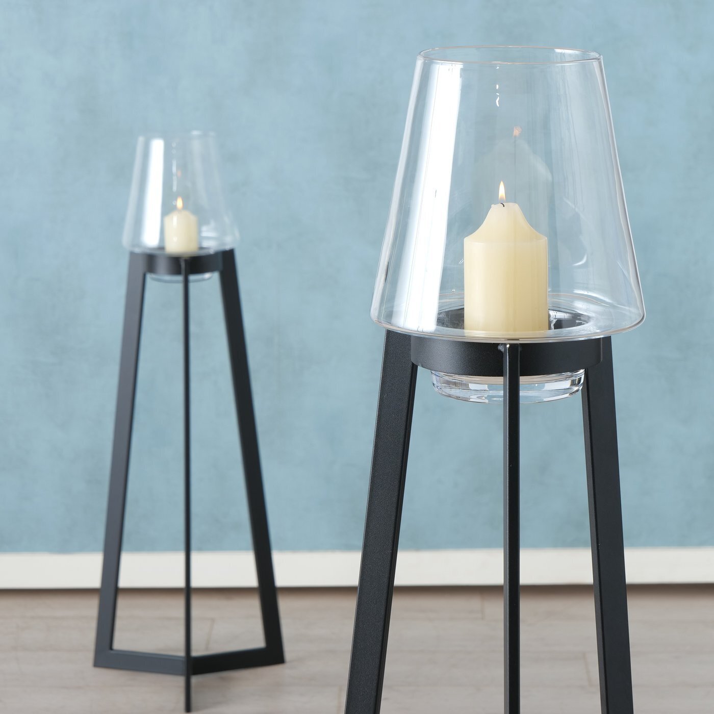 Windlicht Tulia, 2er-Set, schwarz 