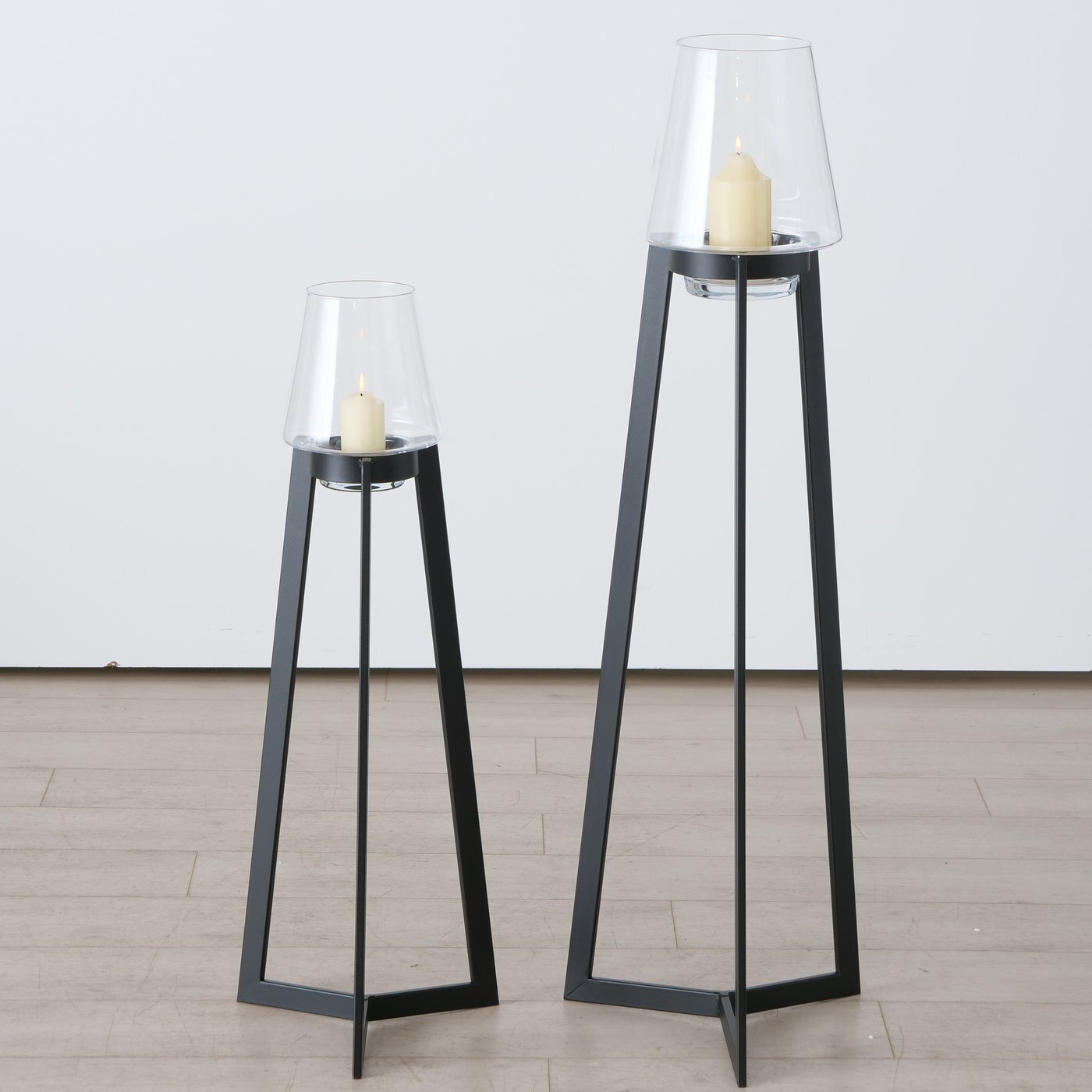 Windlicht Tulia, 2er-Set, schwarz 