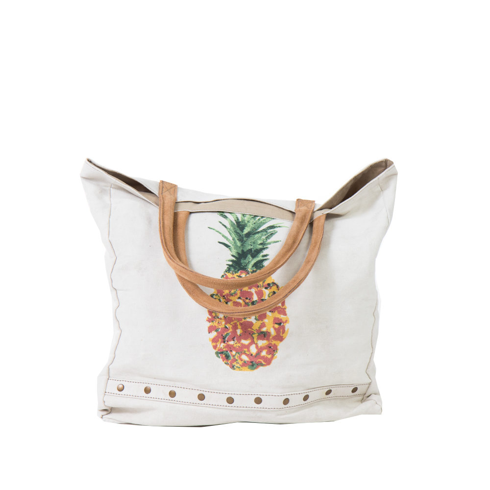 Einkaufstasche Ananas, beige 