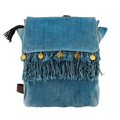 Rucksack mit Fransen, blau 