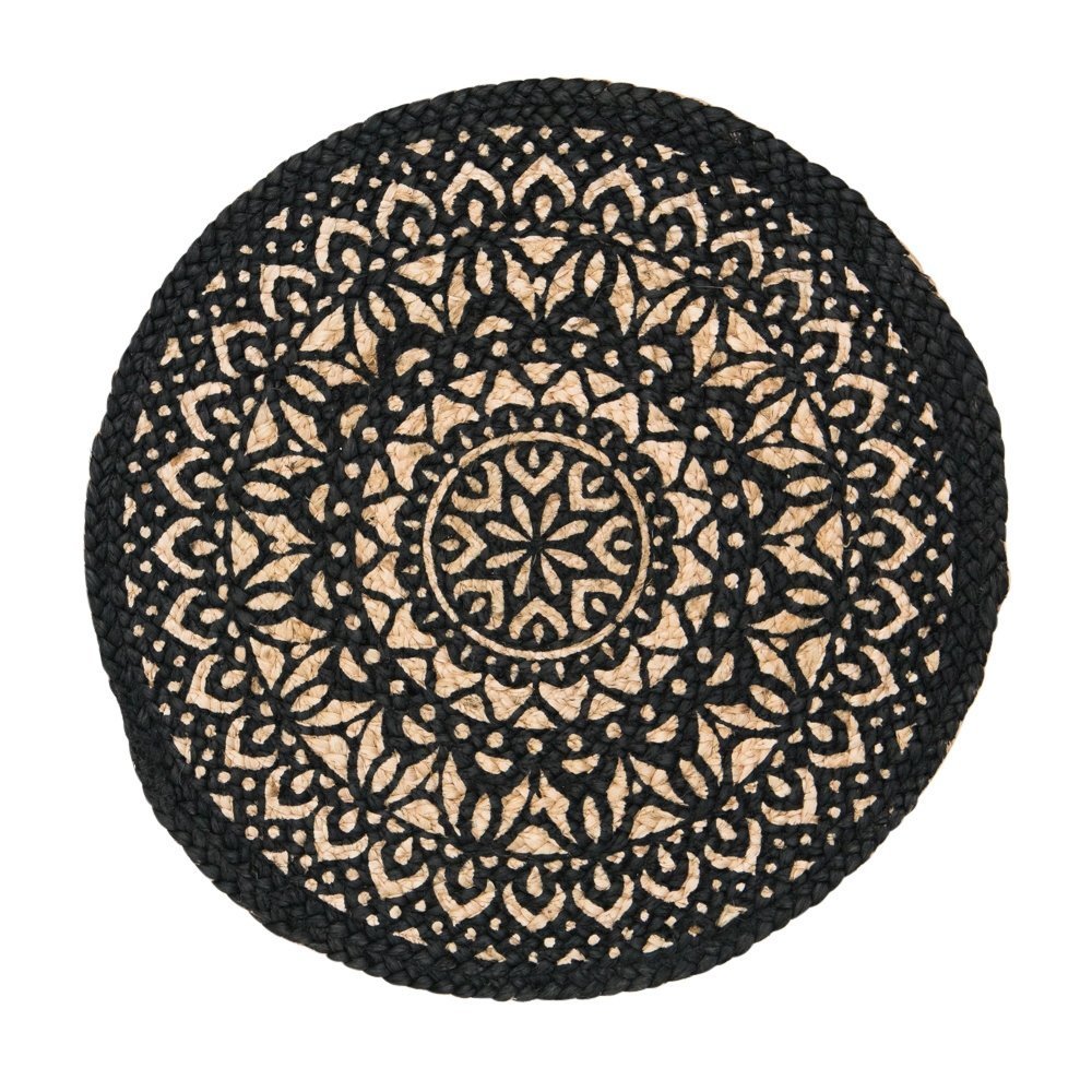 Rundes Tischset aus Jute, schwarz 