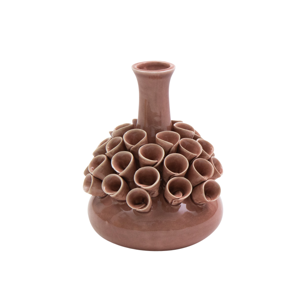 Vase aus Keramik rund, rose 