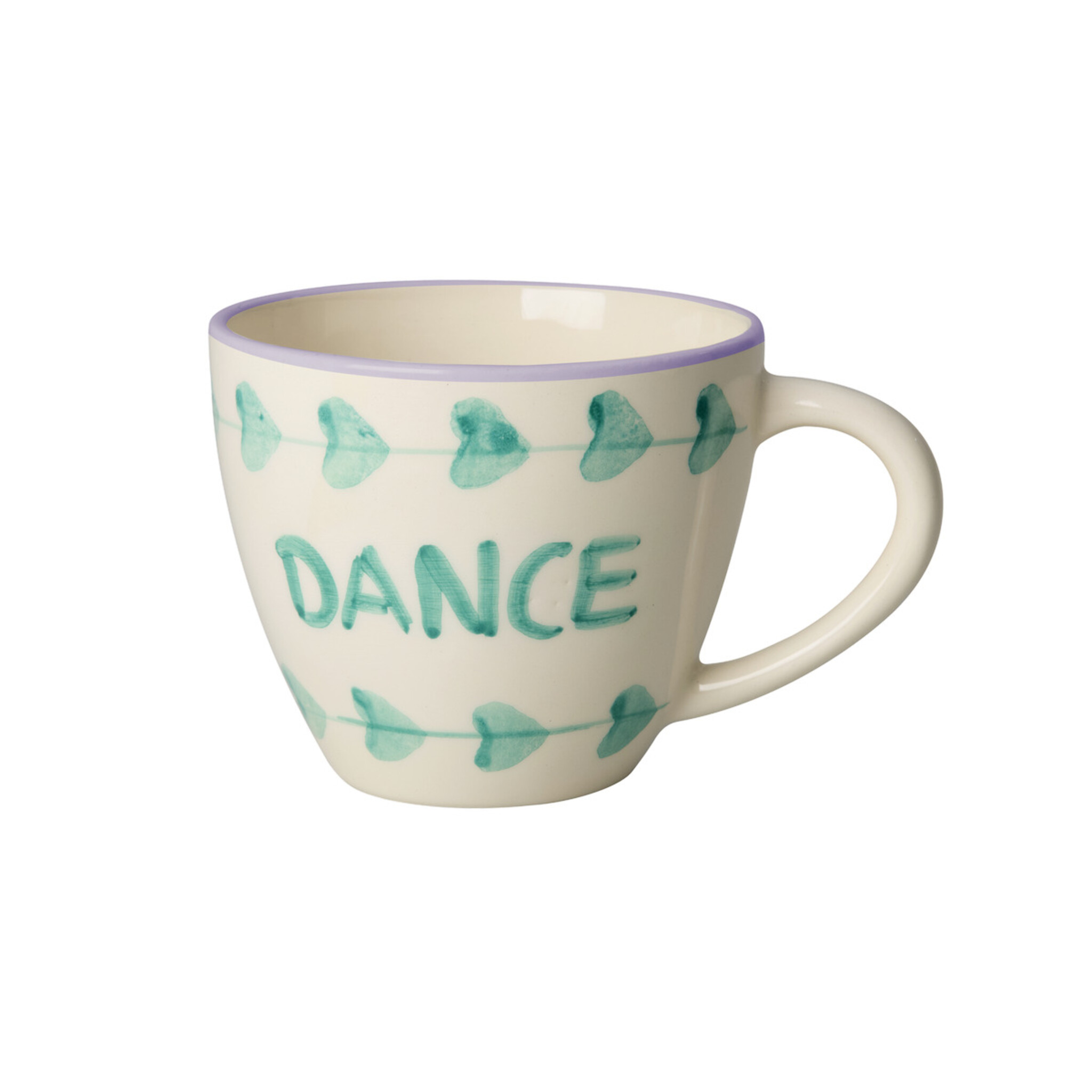 RICE Jumbo Keramiktasse - Handbemaltes DANCE Design, türkis 