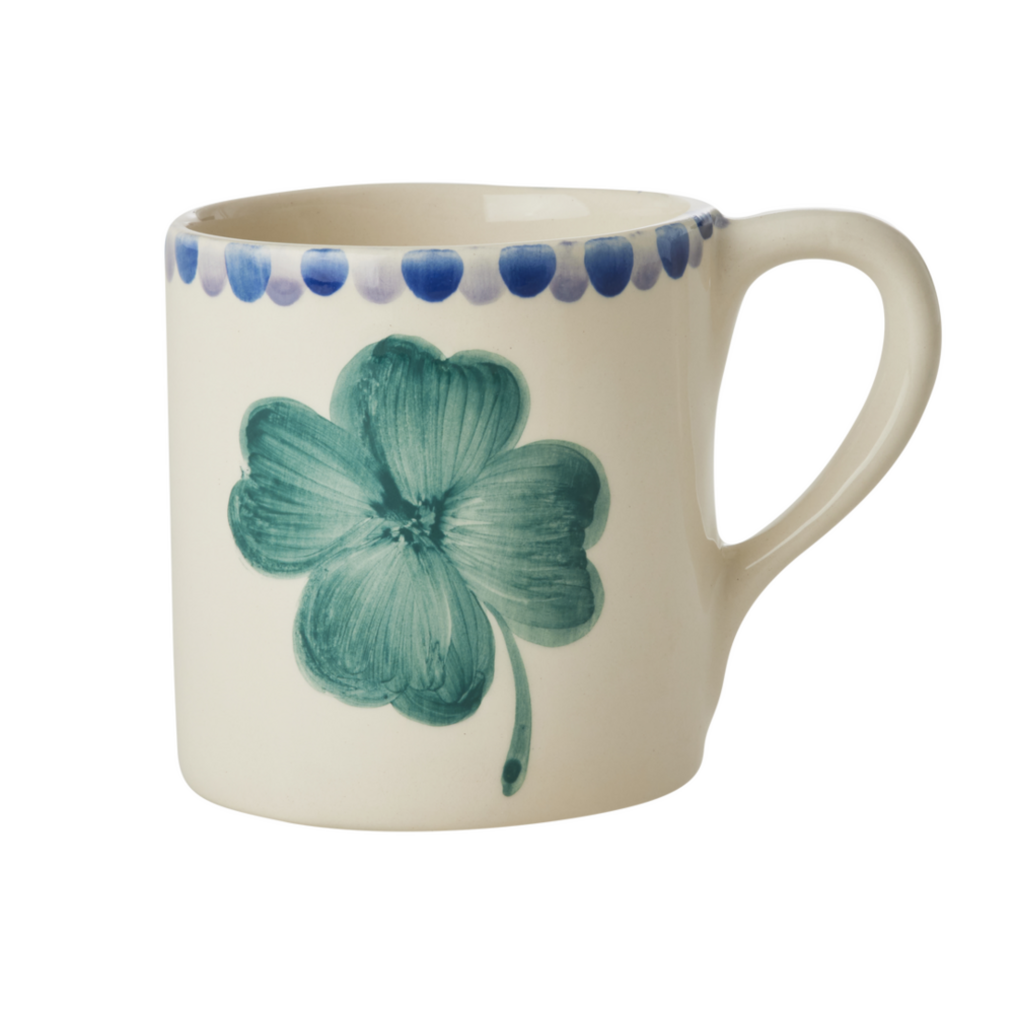 Keramik Becher Glücksklee, creme 