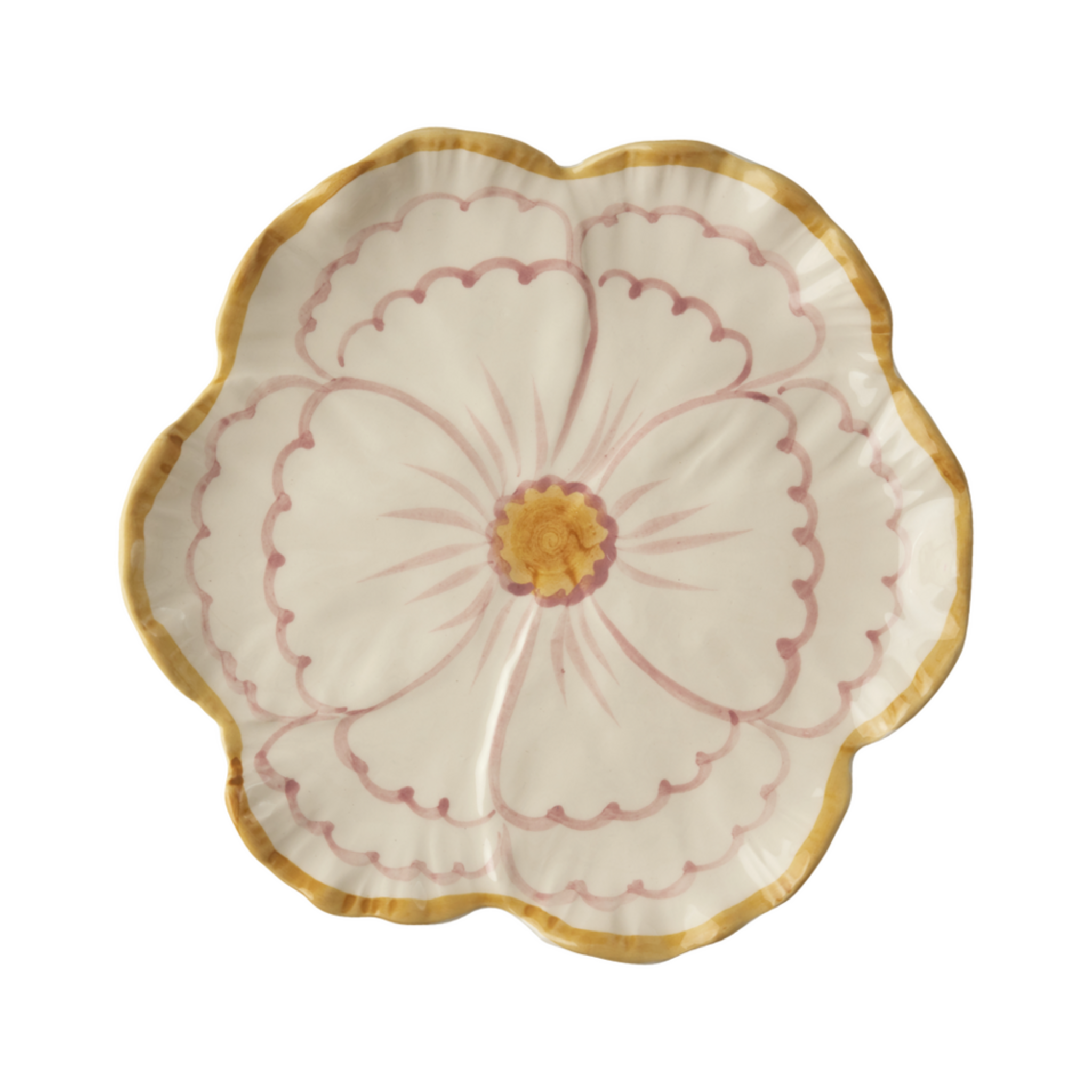 Keramik Beilagenteller Blume, gelb 