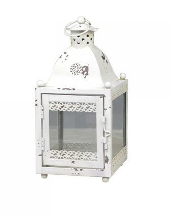 Chic Antik Laterne mit Spitze, weiss 