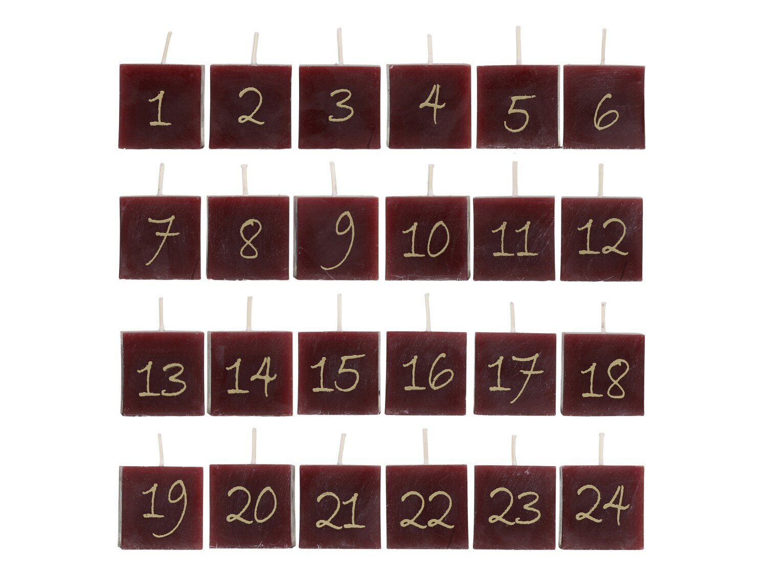 Adventskalender Kerzen 24 Stück, rot 