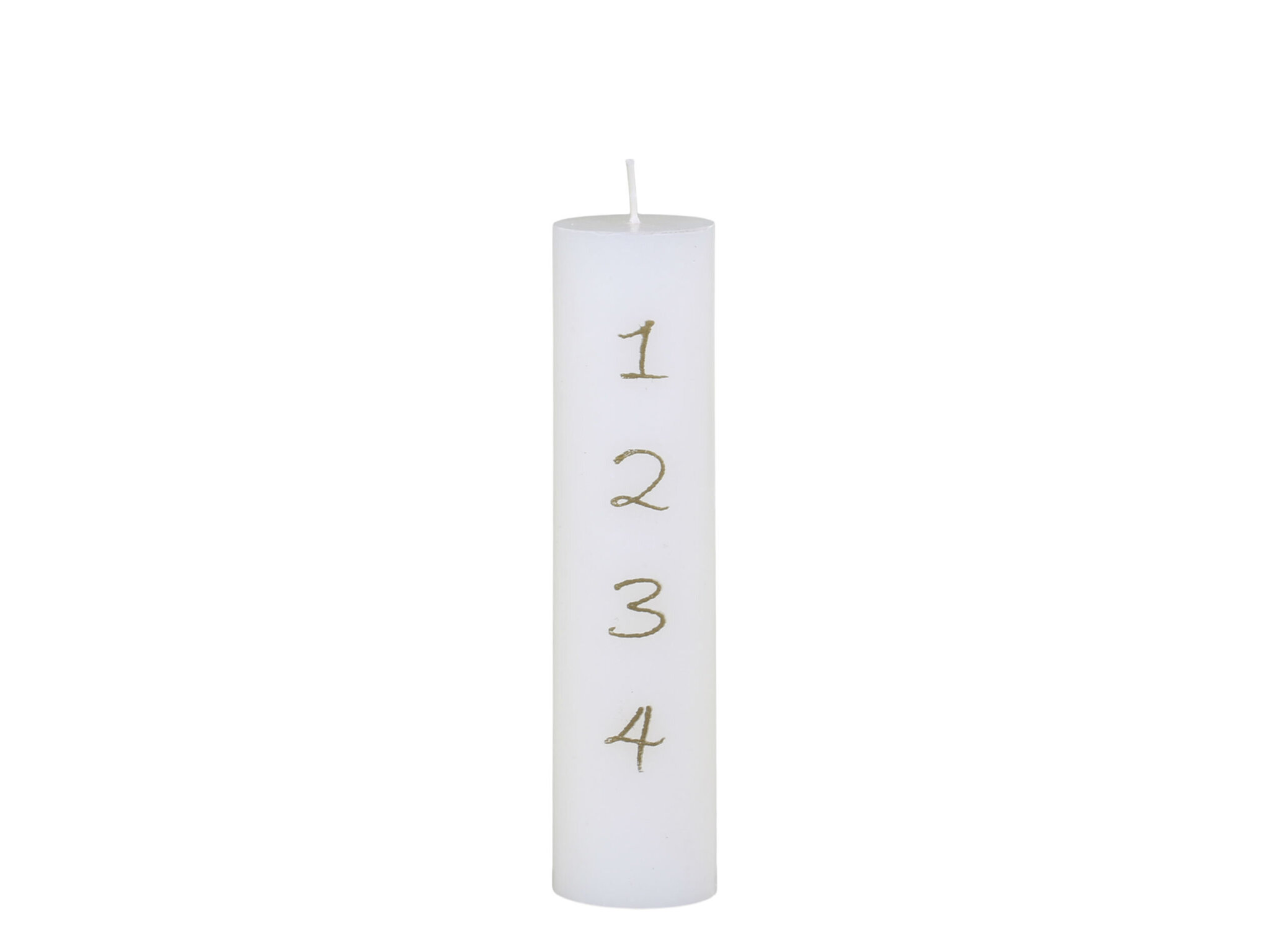 Adventskerze mit Druck 1-4, weiss 