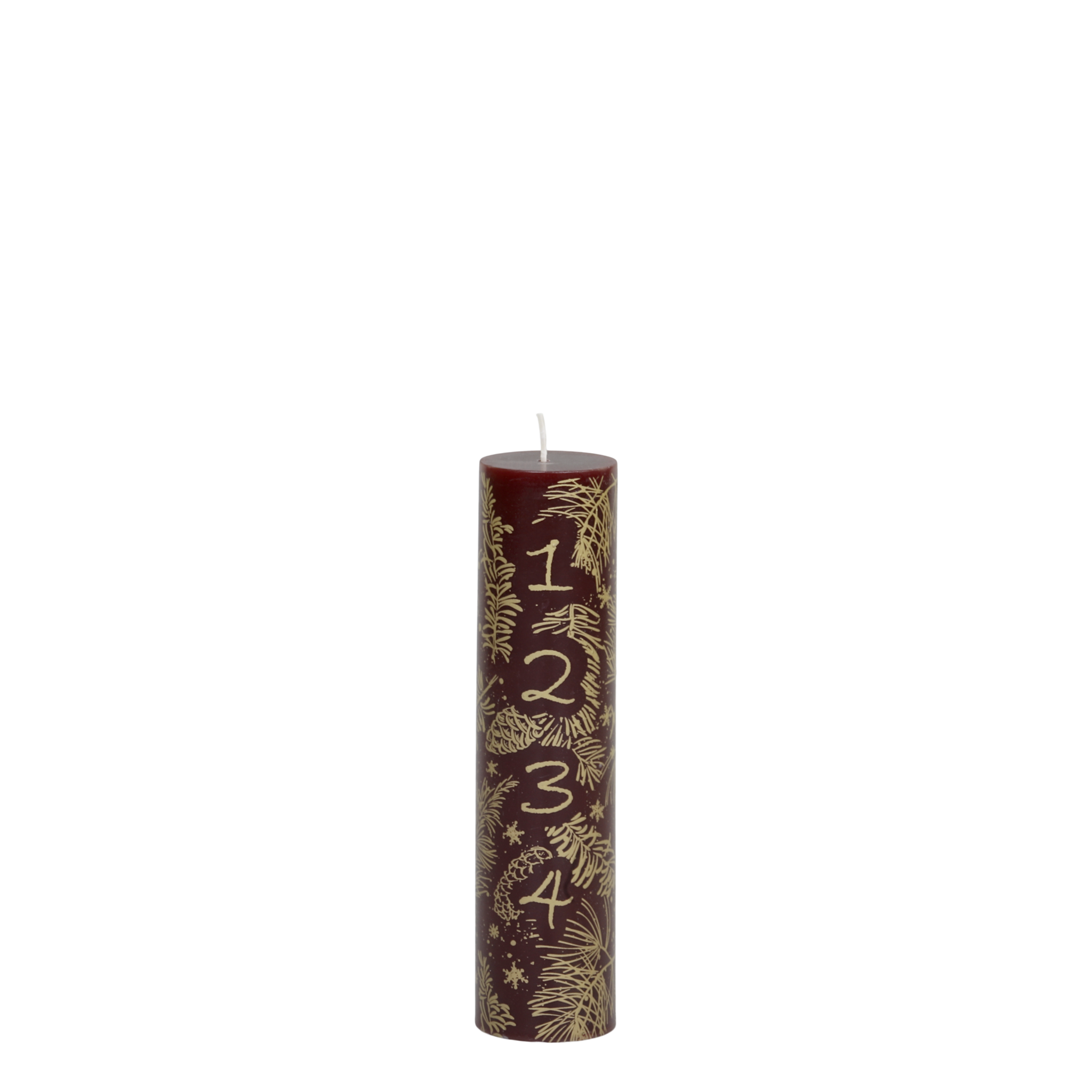 Adventskerze mit Golddruck, cherry 
