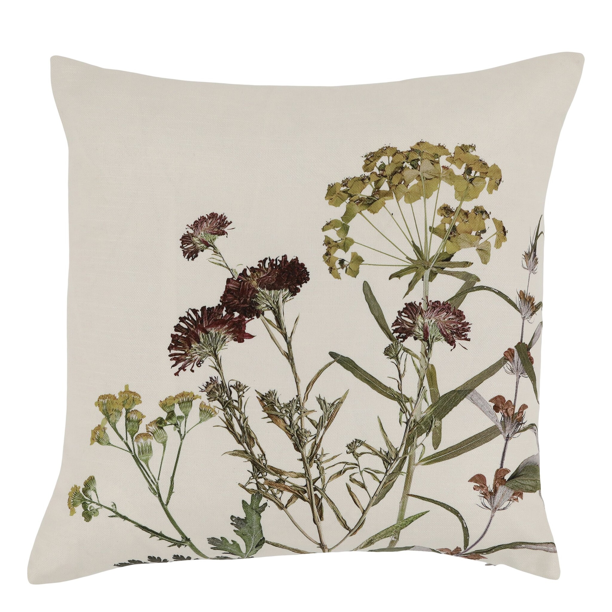 Aix Kissebezug mit Blumendruck, weiss 45 x 45 cm