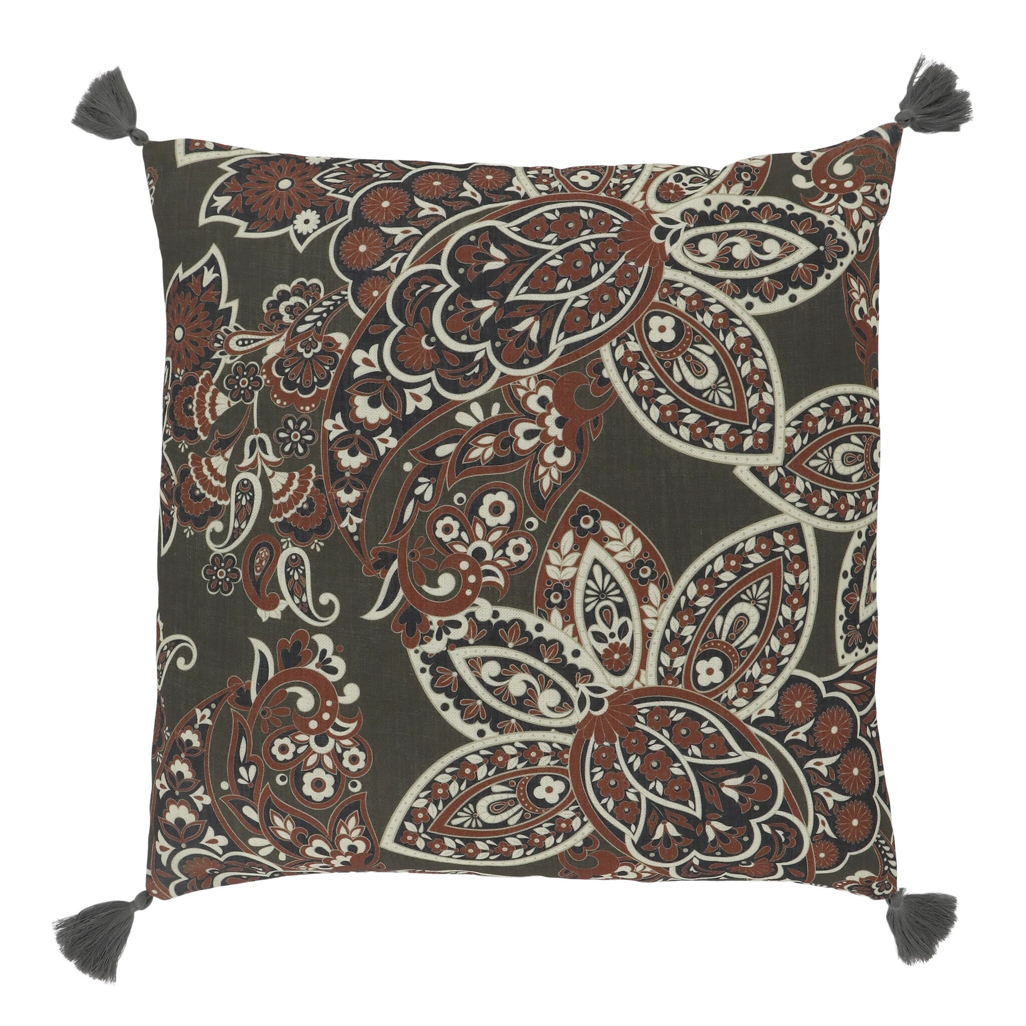 Aix Kissenbezug Paisley mit Quasten, terracotta 