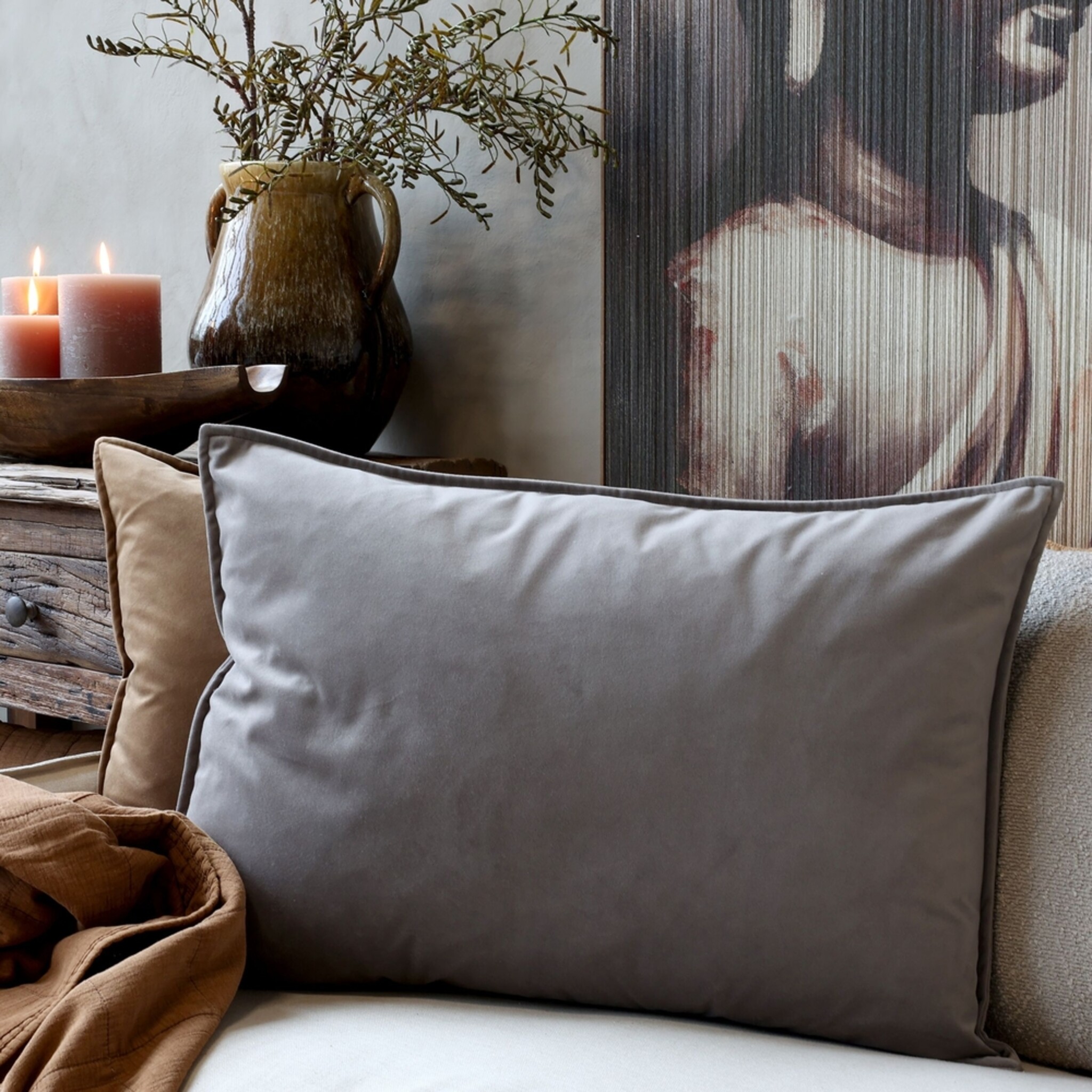 Aix Kissebezug Velour 70x50cm, thunder grey 