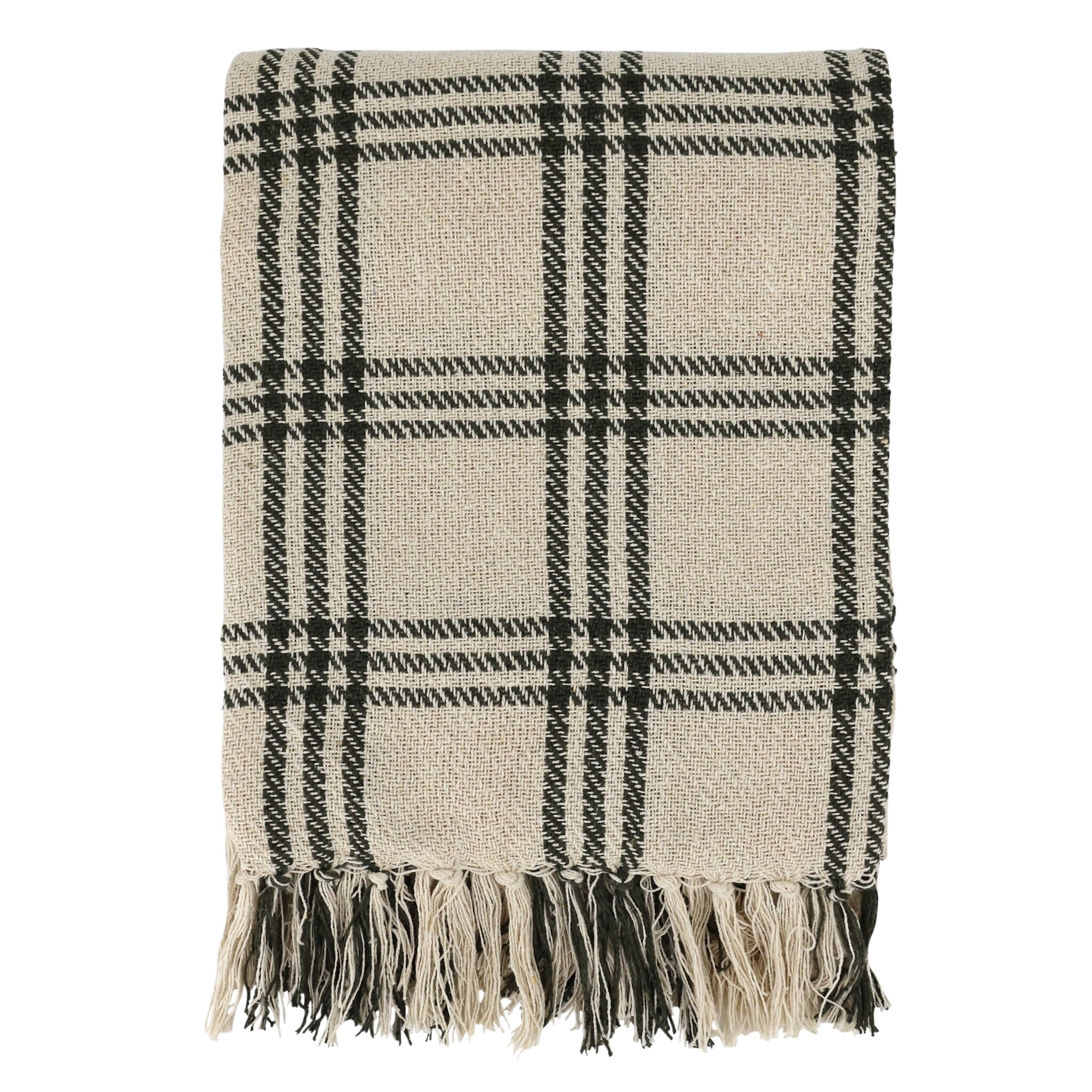 Aix Plaid, Decke aus recycelter Baumwolle, weiss 