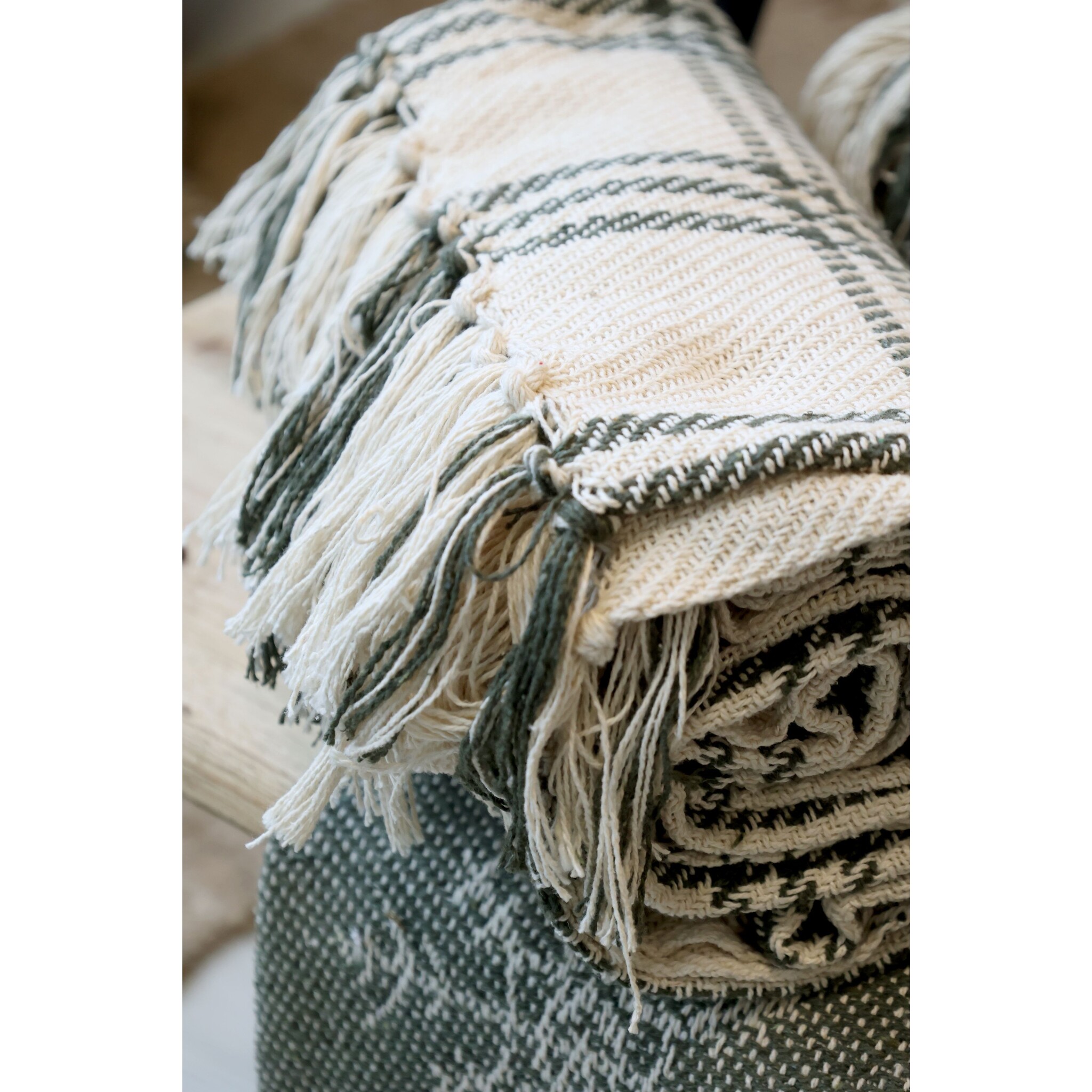 Aix Plaid, Decke aus recycelter Baumwolle, weiss 