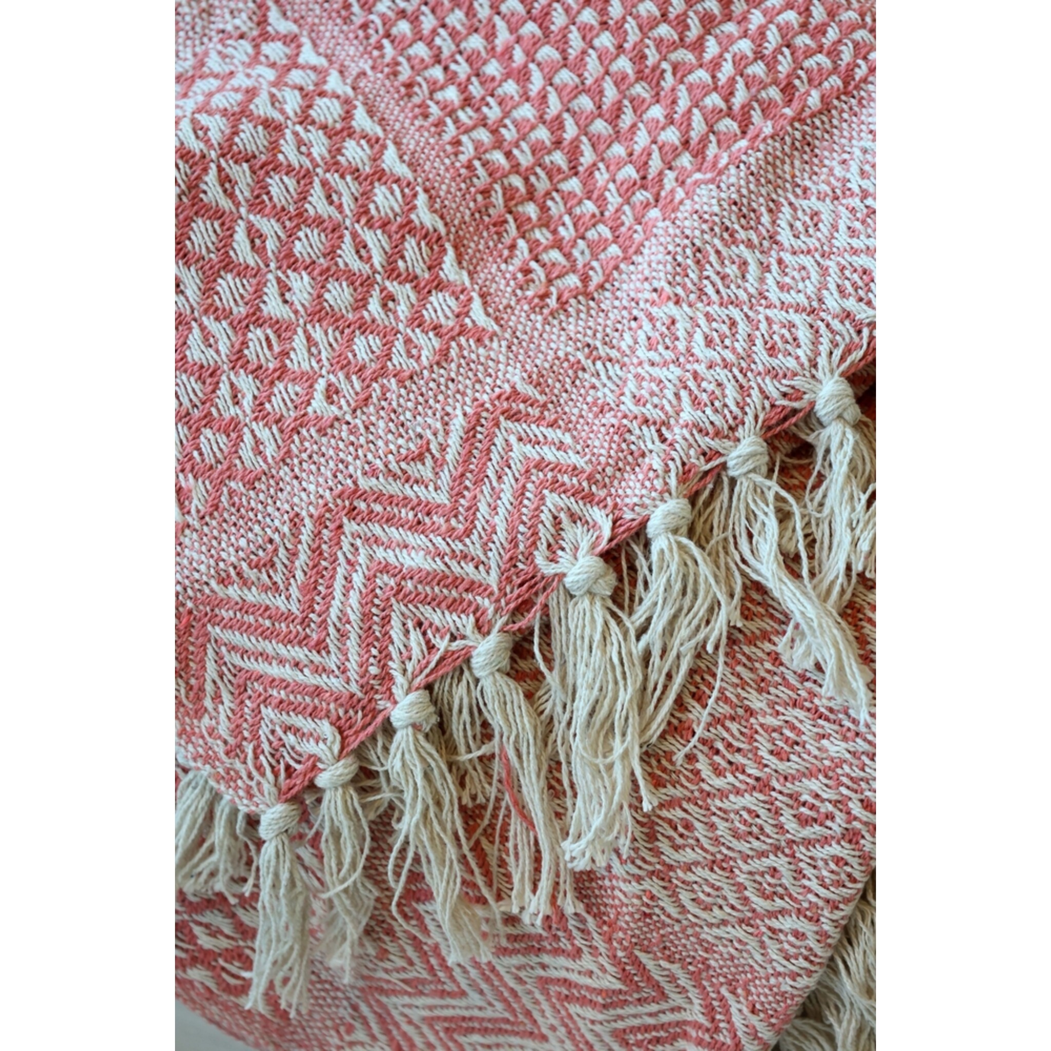 Aix Plaid Decke aus Baumwoll-Garnüberschuss Coral Blush, coral blush 