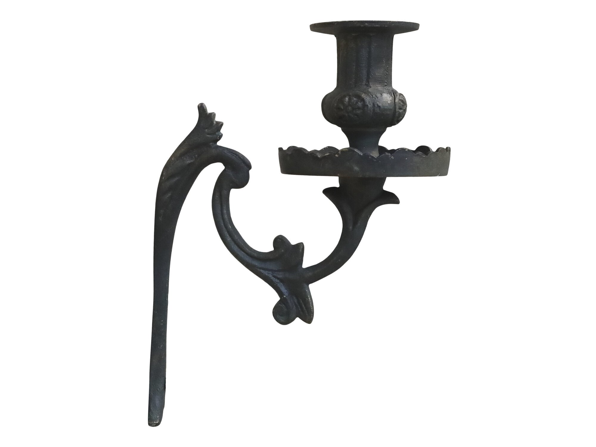 Alt französischer Wandkerzenhalter aus Eisen, antik messing 