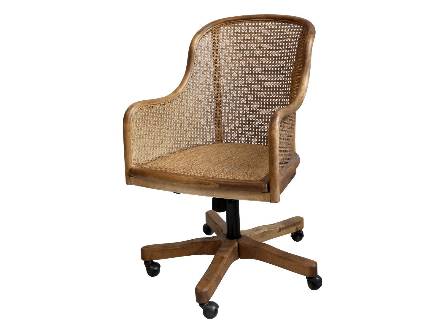 Altfranzösischer Bürostuhl mit Rattan, natur 