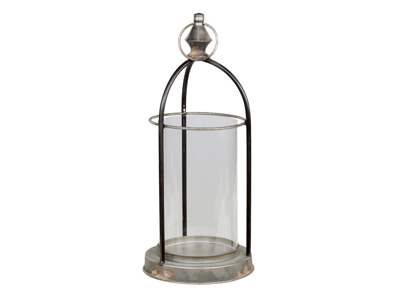 Antik Laterne, Eisen und Glas, grau Höhe 43, Ø 17 cm