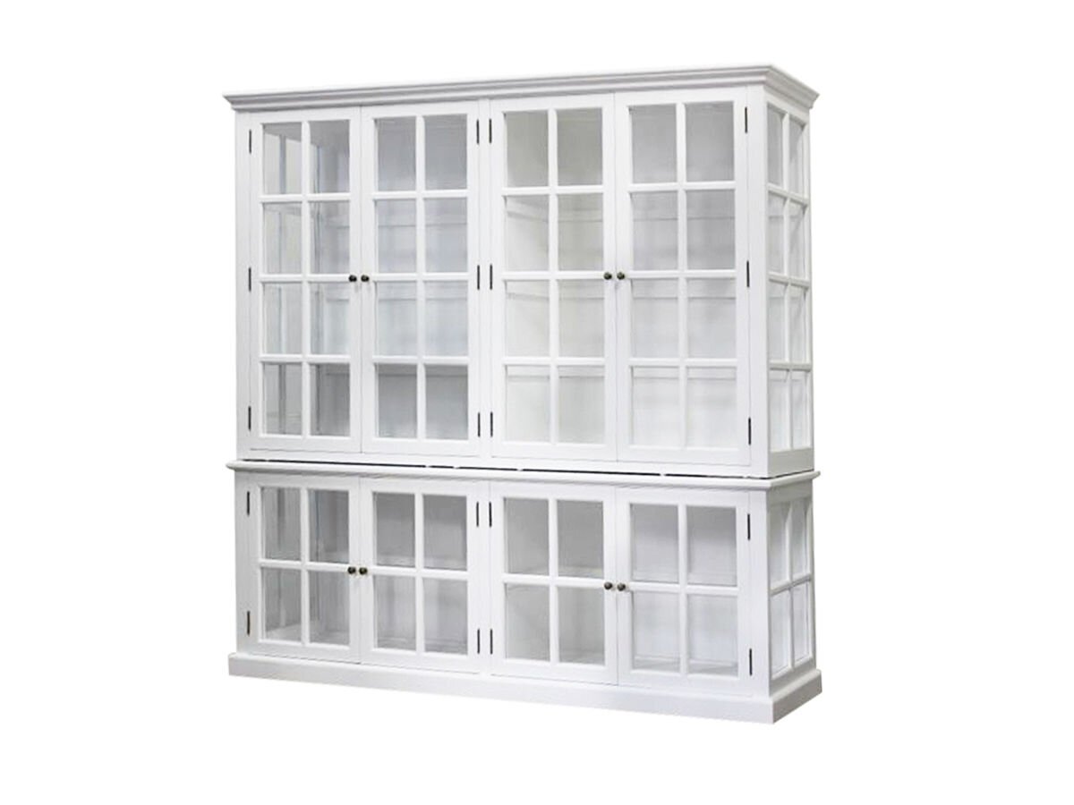 Chic Antique antiker Vitrinenschrank Marseille 8 Türen, weiss 