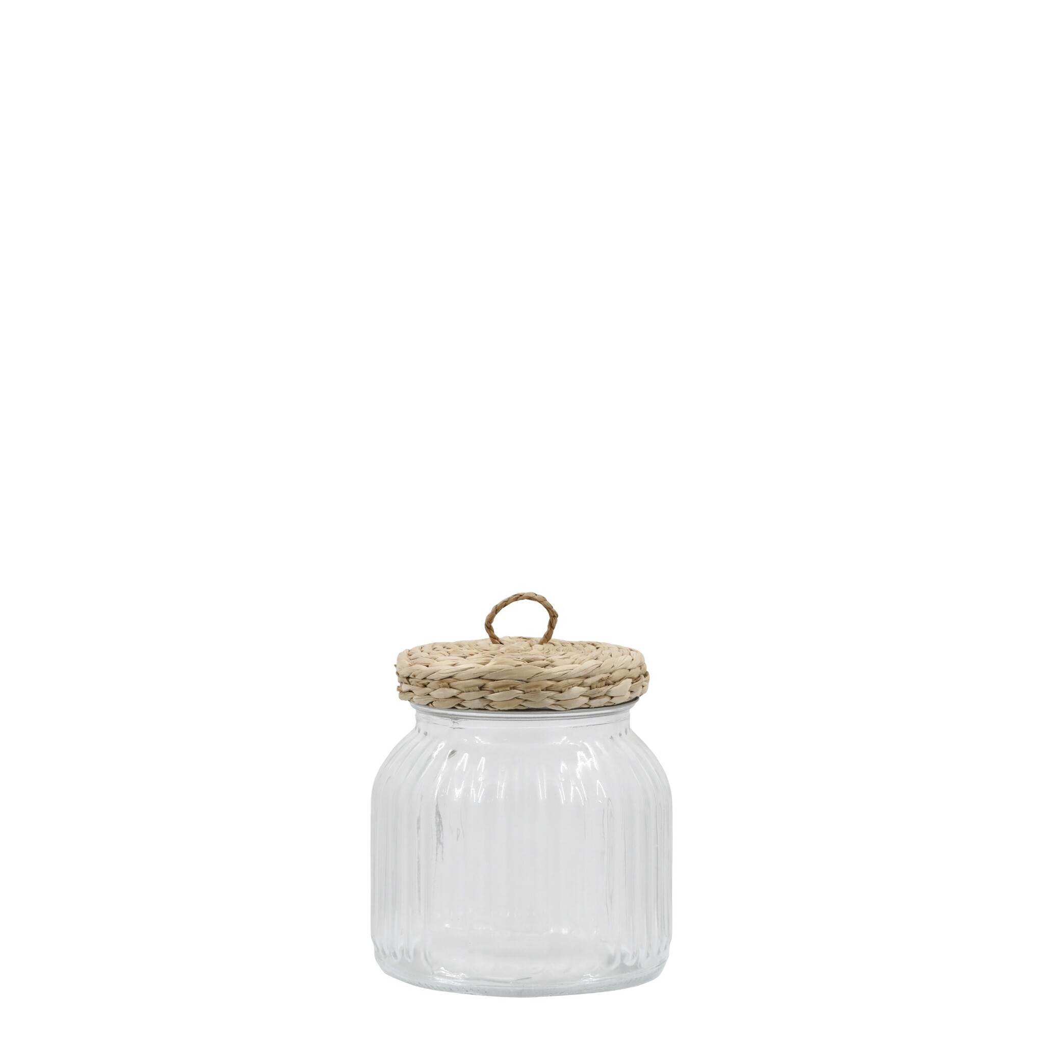 Aufbewahrungsglas mit geflochtenem Deckel, klar Höhe 7, Ø 11 cm, 650 ml