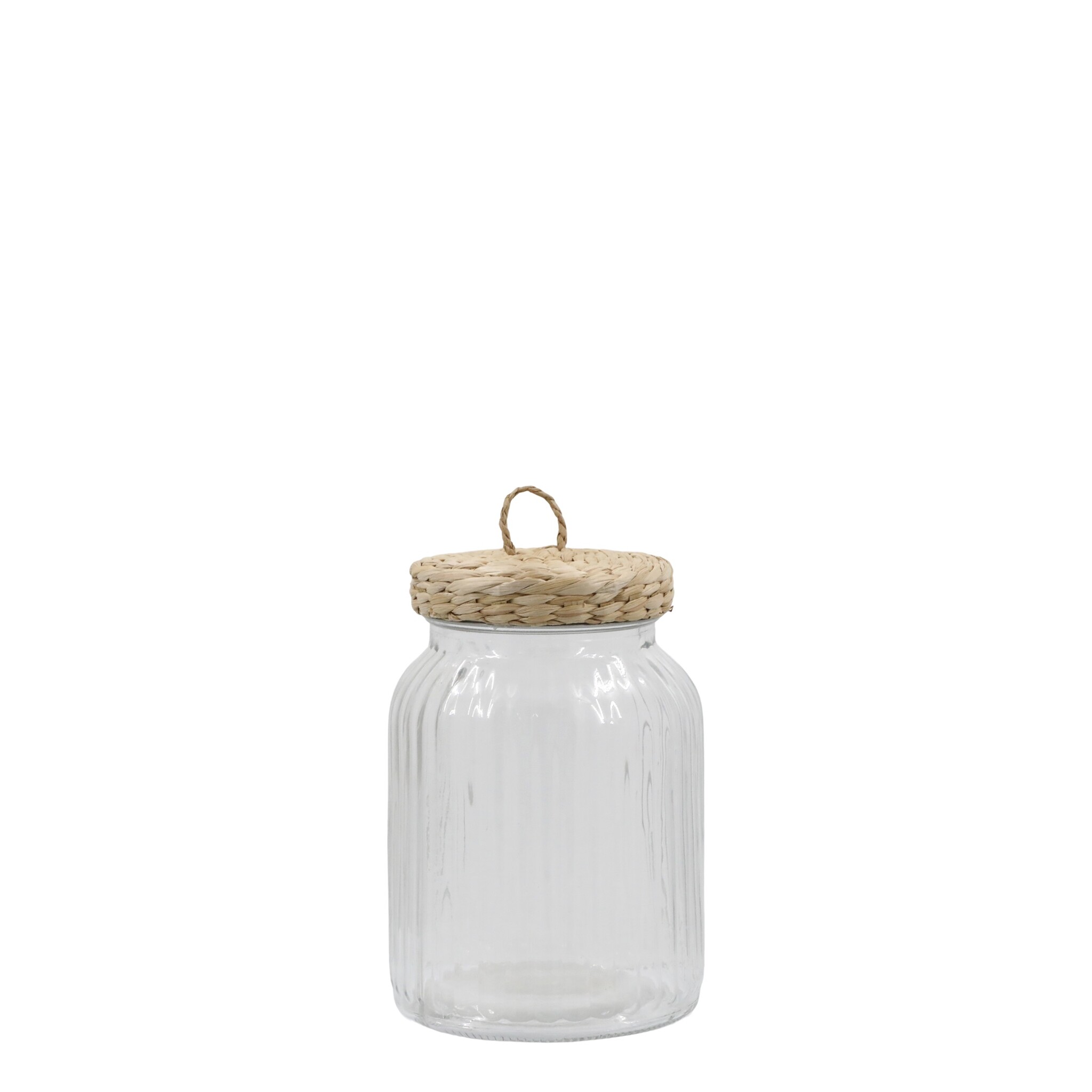 Aufbewahrungsglas mit geflochtenem Deckel, klar Höhe 16, Ø 11 cm, 900 ml