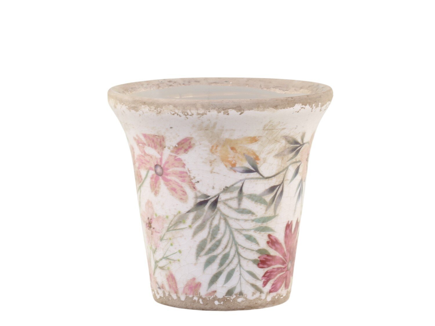 Auray Blumentopf mit Blumen Muster, antique creme 
