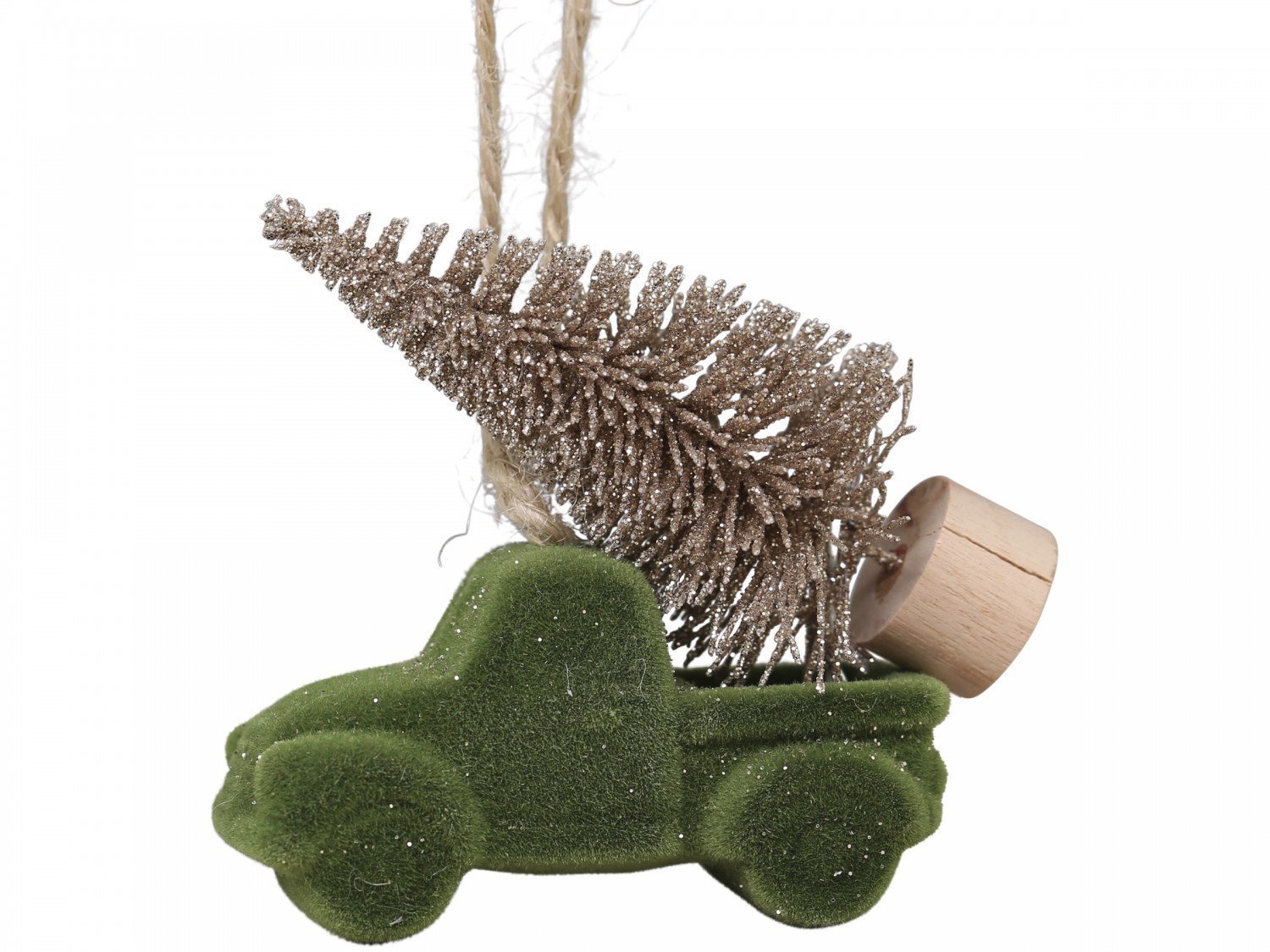 Baumschmuck Truck mit Weihnachtsbaum, moosgrün 