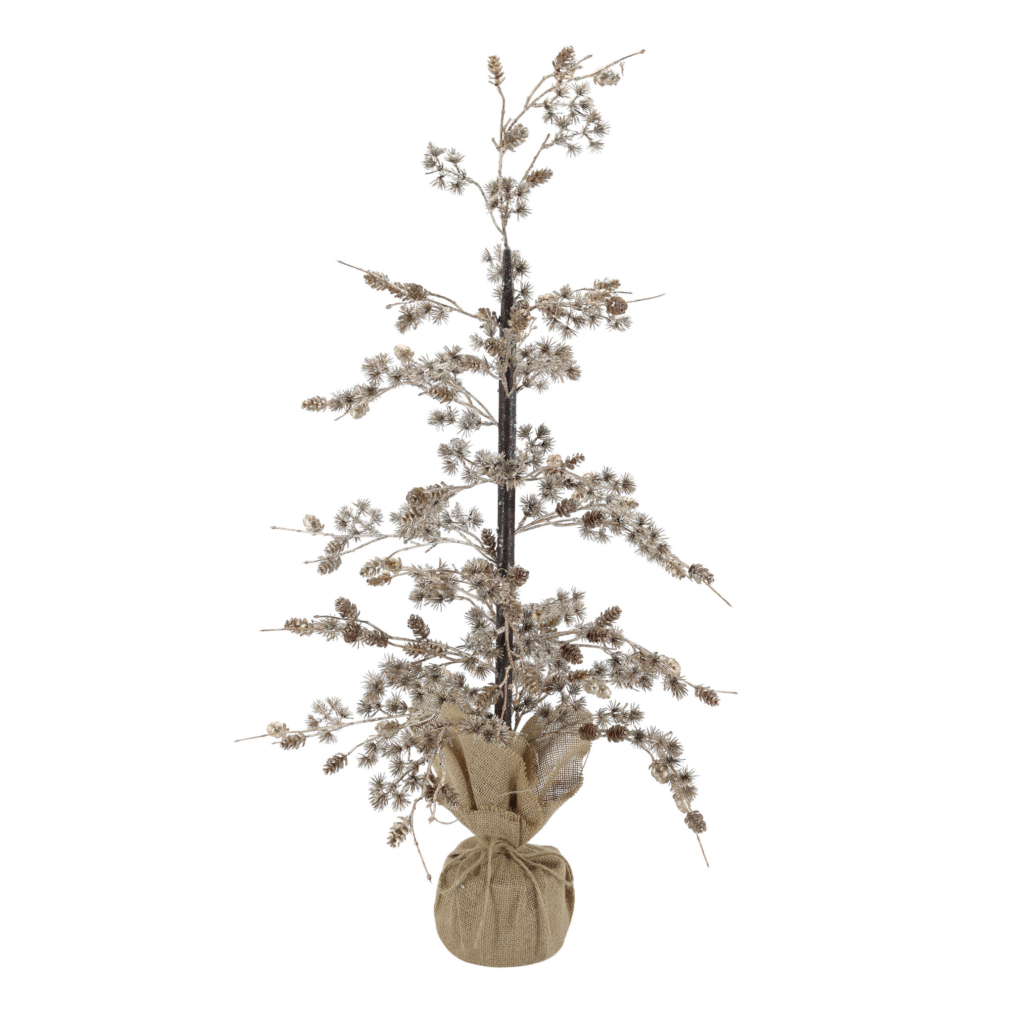 Künstlicher Weihnachtsbaum mit Zapfen und Glitzer Antik Gold, gold H 90 cm