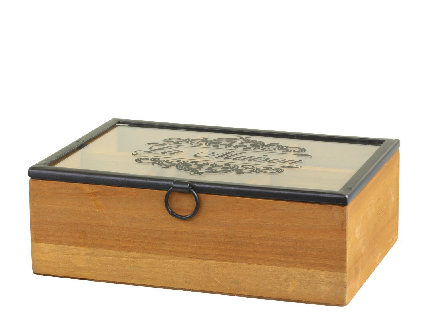 Box mit Druck und 6 Fächern, natur 