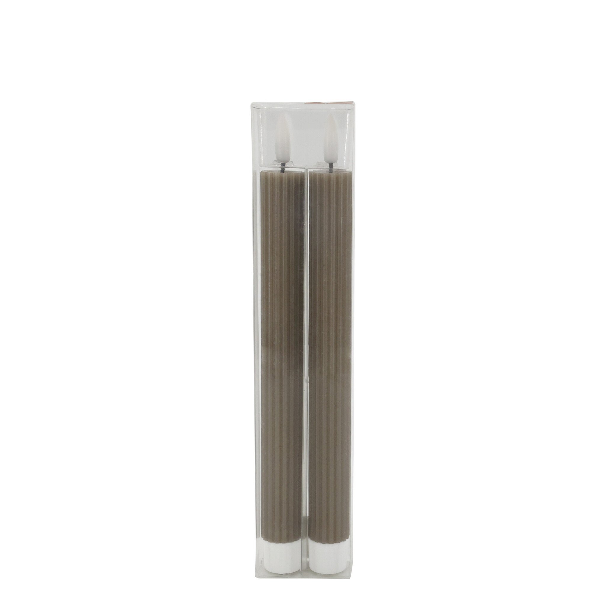 LED-Stabkerzen Cenon mit Rillen 2er-Set