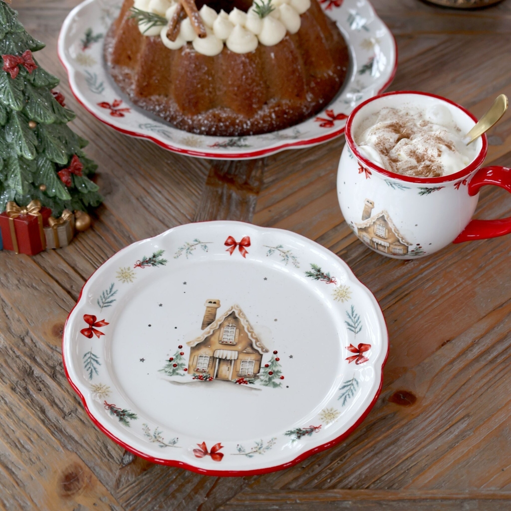 Chalet de Noël Frühstücksteller Weihnachten, kirschrot 