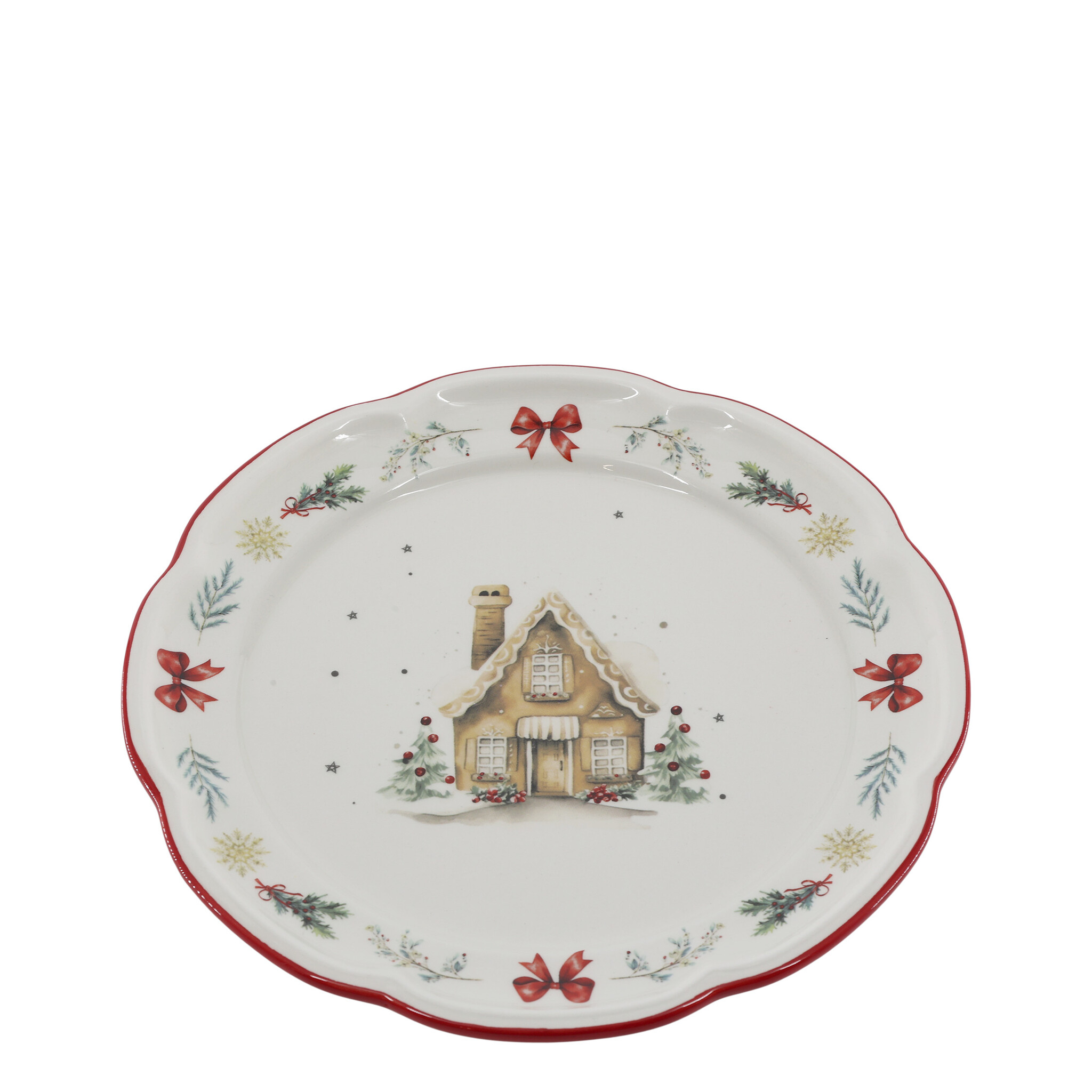 Chalet de Noël Frühstücksteller Weihnachten, kirschrot 