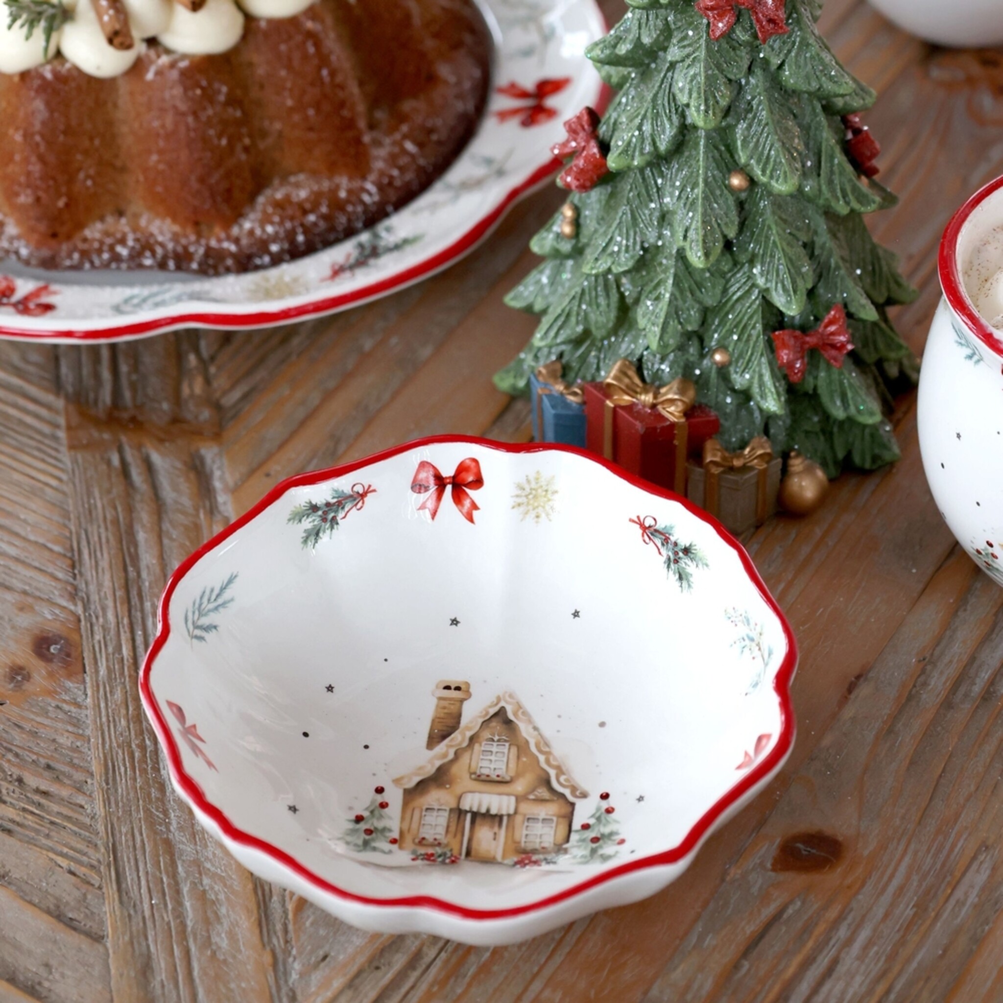 Chalet de Noël Kleine Schüssel Weihnachtsgeschirr, kirschrot 