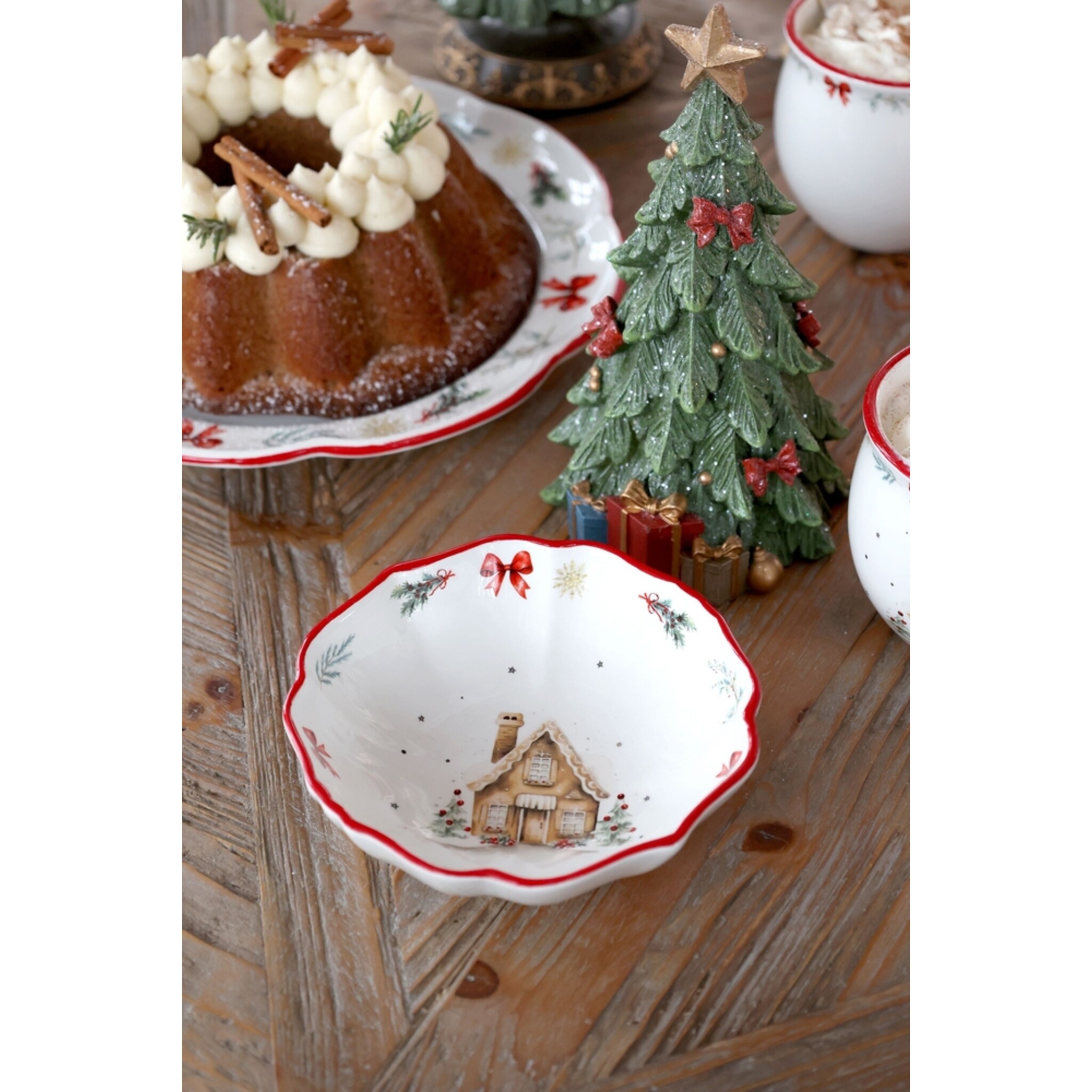 Chalet de Noël Kleine Schüssel Weihnachtsgeschirr, kirschrot 