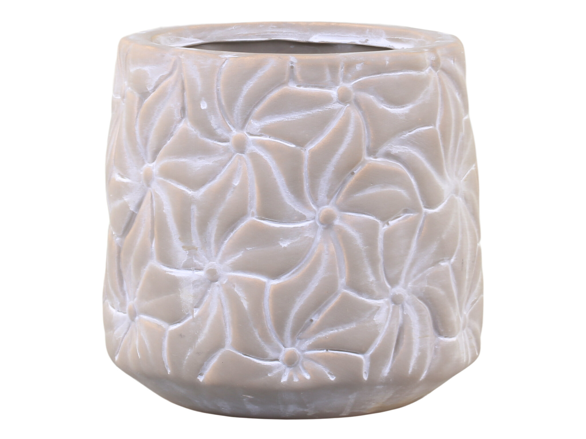 Colmar Blumentopf mit Blumenmuster, franz. grau Ø14,5 x H15,5 cm