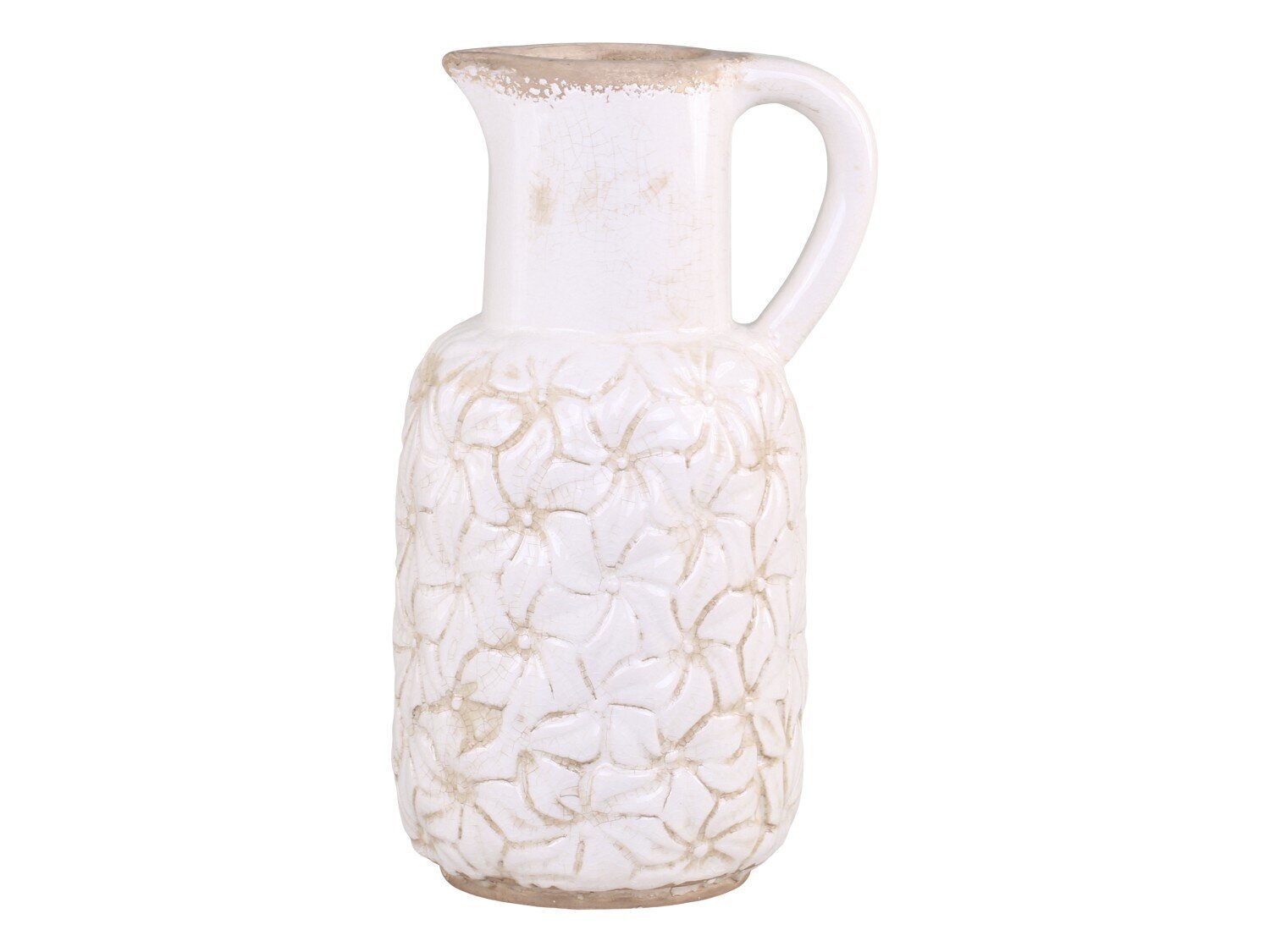 Colmar Kanne mit Blumenmotiv, antik creme 
