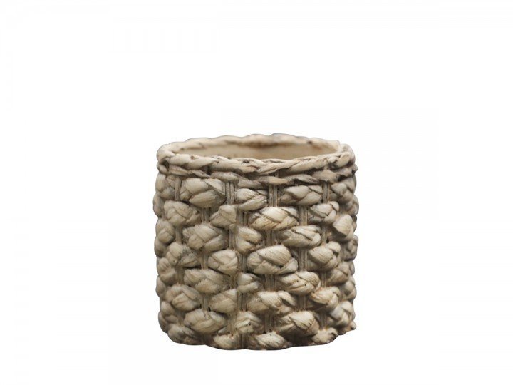 Chic Antique Corte Übertopf mit Zopfmuster, natur H11/D12 cm