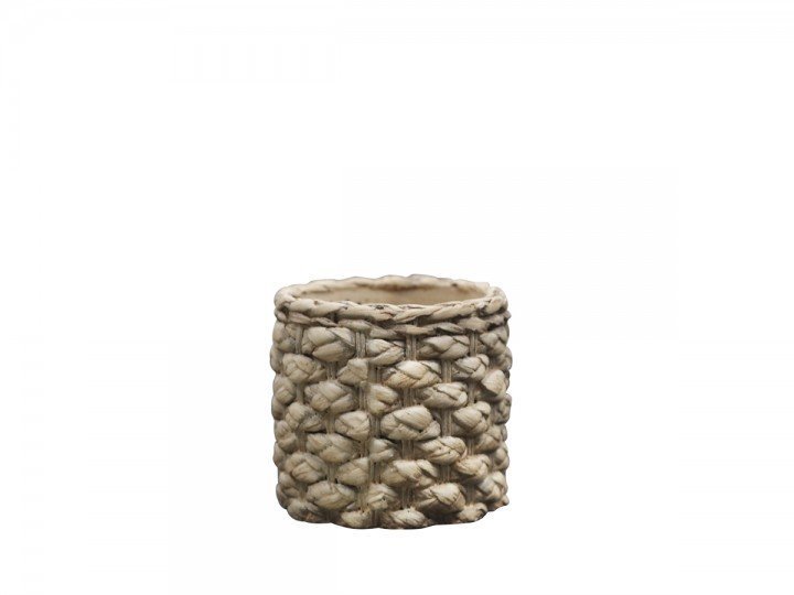 Chic Antique Corte Übertopf mit Zopfmuster, natur H8/D8,5 cm