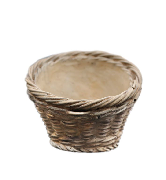 Chic Antique Corte Übertopf mit Flechtmuster, natur H11,5/D14 cm