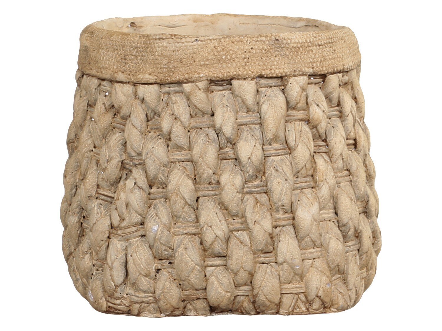 Corte Übertopf mit Flechtoptik, antik natur H14/Ø16 cm