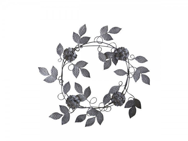 Chic Antique Deko Kranz mit Blumen, antik zink 