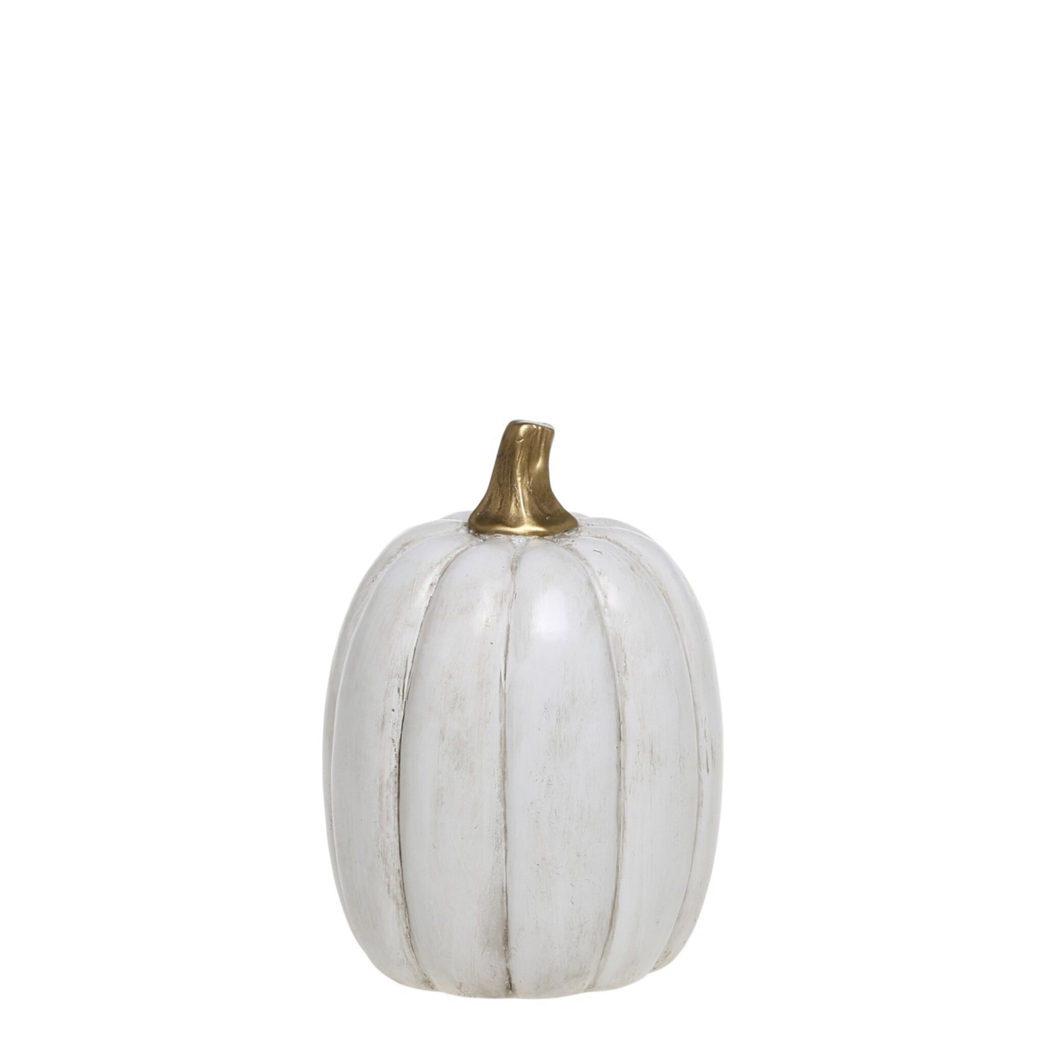 Deko Kürbis mit Gold, weiss Höhe 13, Ø 8,5 cm