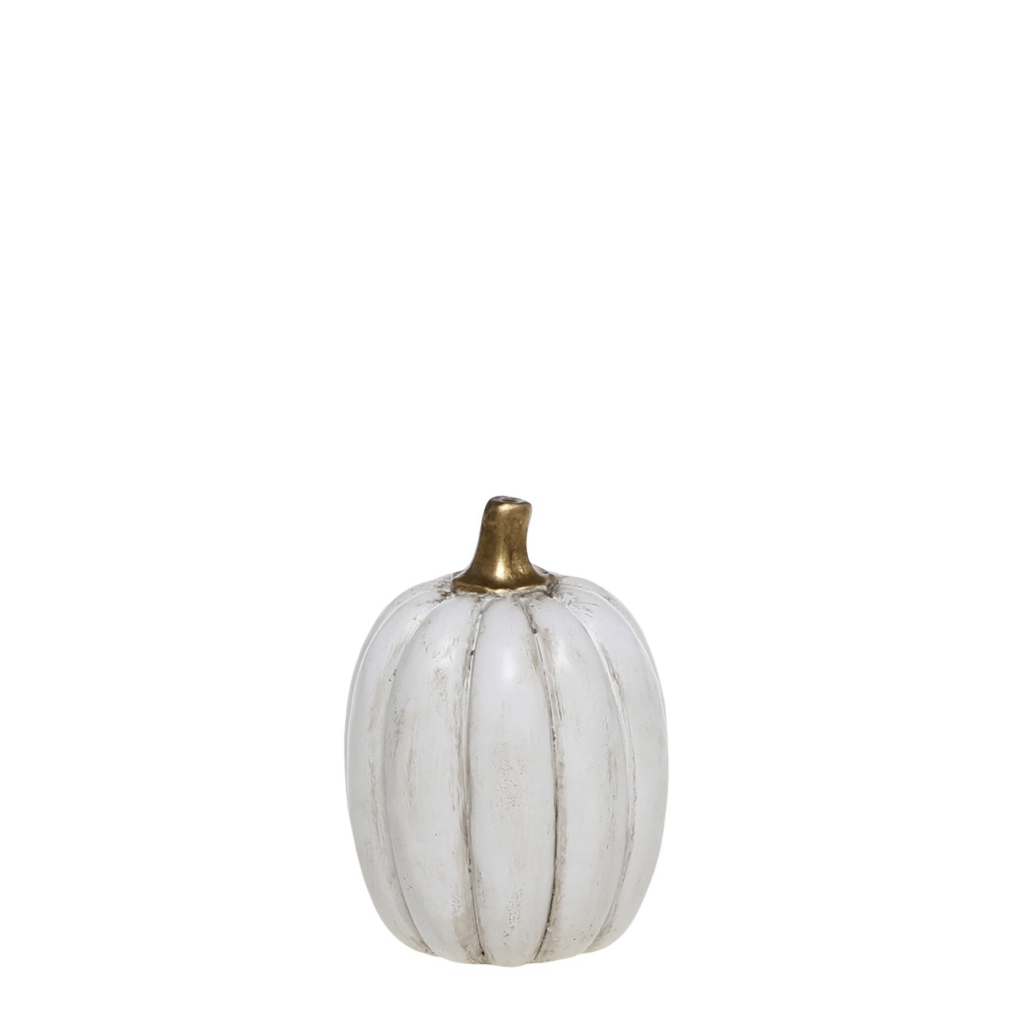 Deko Kürbis mit Gold, weiss Höhe 7, Ø 5 cm