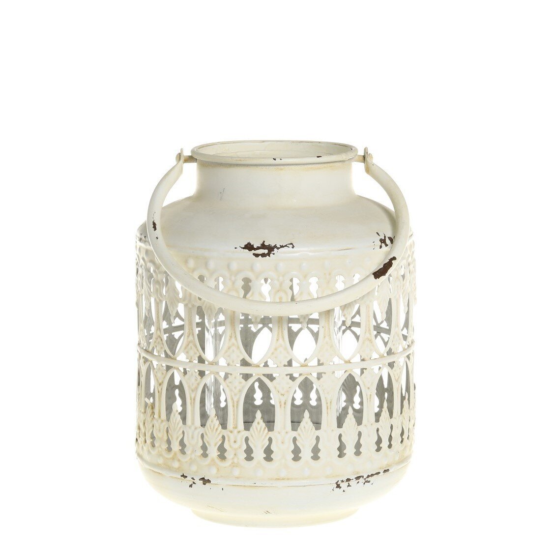 Deko Laterne aus Eisen, antique creme 