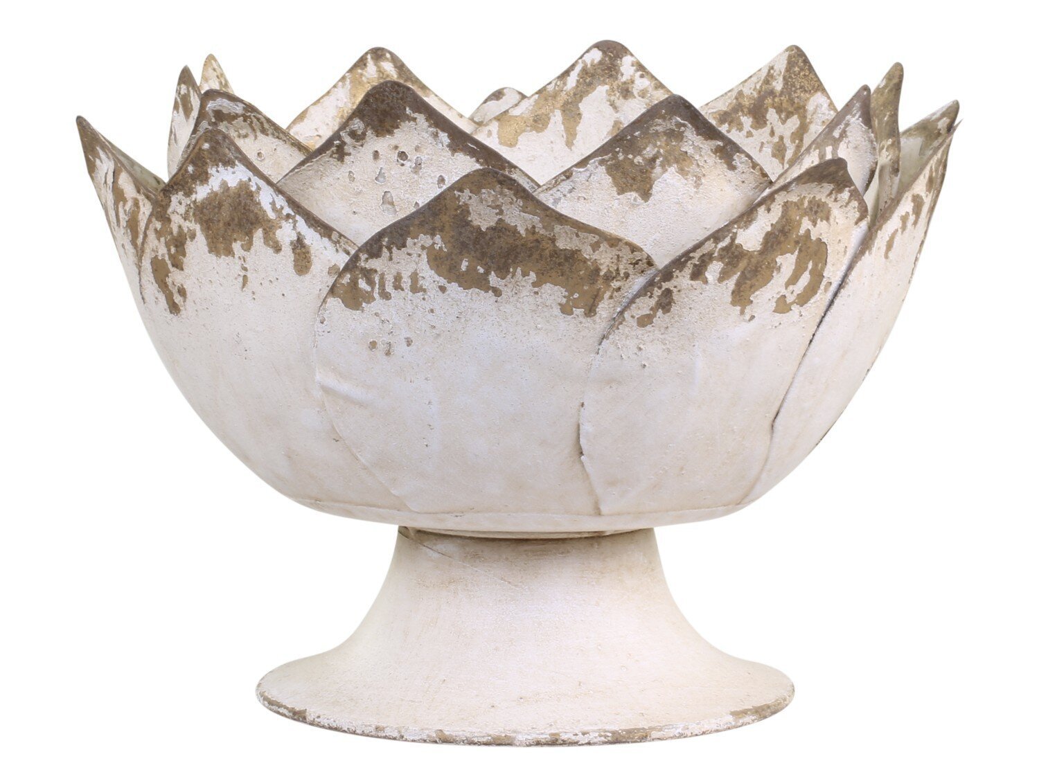Dekoschale Lotusblume, antik creme H20/Ø30 cm
